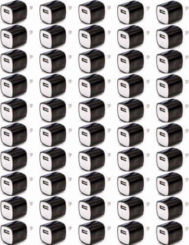 50x Cargador de pared USB Adaptador de alimentación CA Hogar Enchufe EE. UU. para Samsung iPhone X 8 7 6 - Imagen 1 de 3