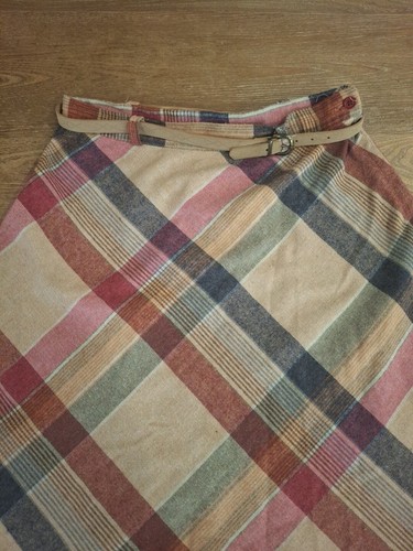 Falda vintage Parsons Place para mujer 16 marrón plisada a cuadros maxi mezcla de lana EE. UU. - Imagen 4 de 6