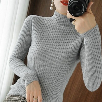 Damen Kaschmir Rollkragen Pullover Pulli Strickpullover Feinstrick Strickjacke