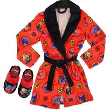 Miraculous Ladybug Little/Big Girls 2-Piece Matching Robe and Slipper Set