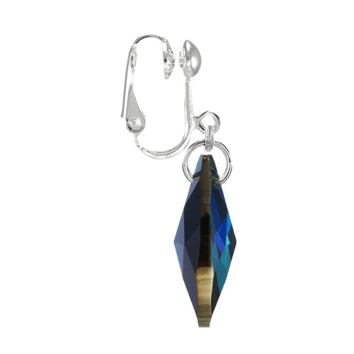 One Pair Austrian Crystal 22mm Teardrop Silver Clip On Earrings, Color Choice - Picture 18 of 33