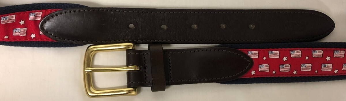 VINEYARD VINES 4TH OF JULY BELT MENS AMERICAN FLAG CANVAS 