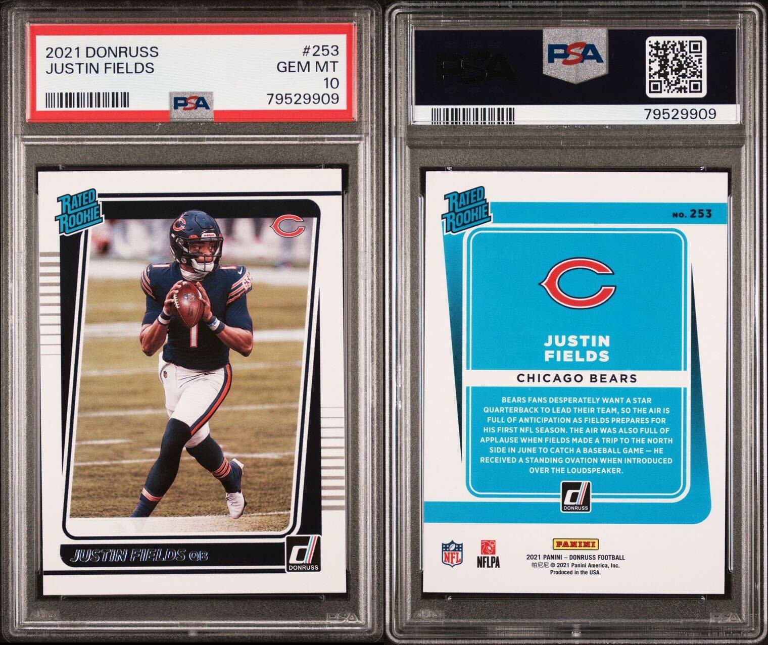 2021 Donruss Justin Fields Rated Rookie PSA 10 #253 Bears