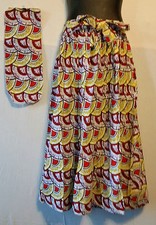 African Wax Print Ankara Maxi Women Skirt 2 Pocket Belt Free Size Waist 50" P35