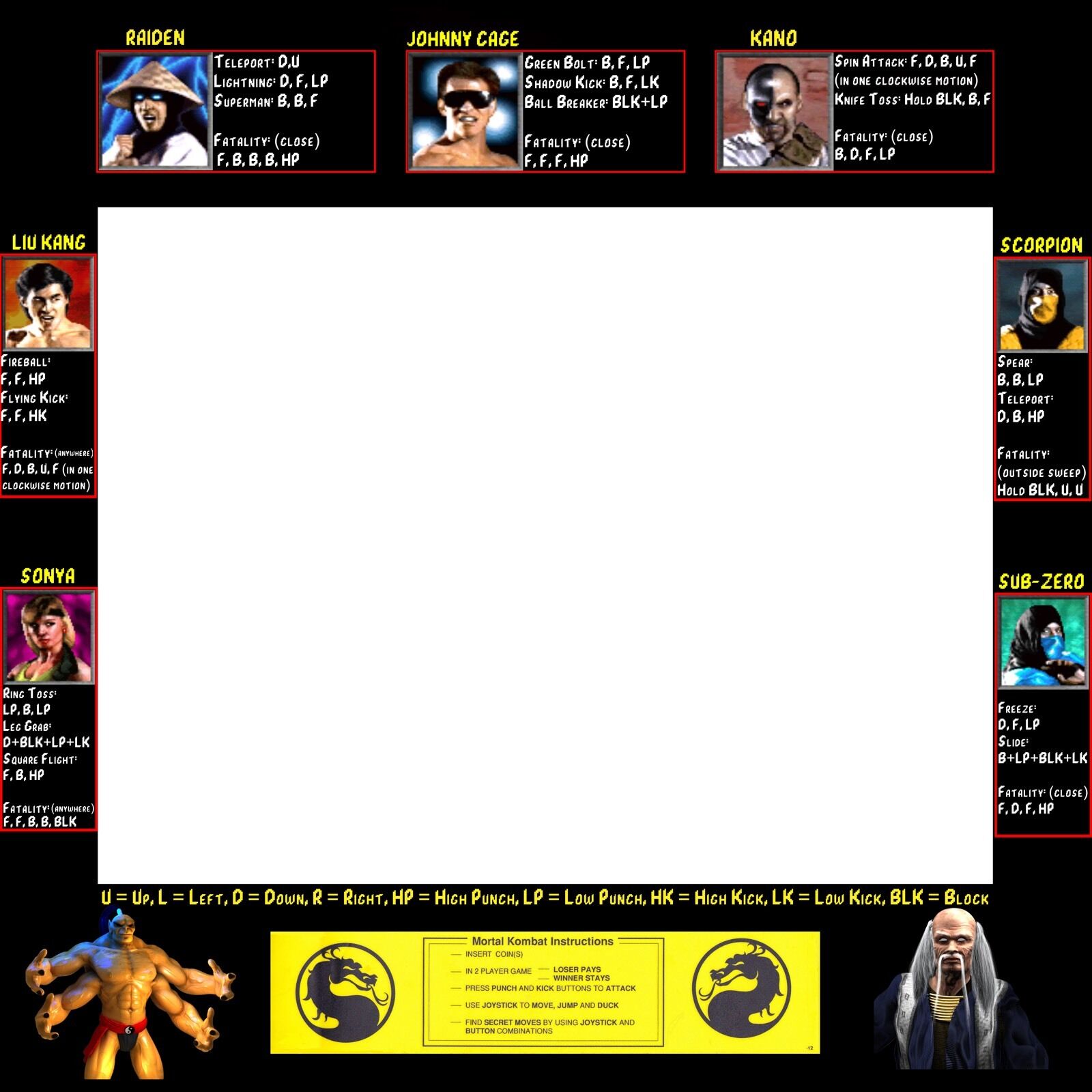 Mortal Kombat 2 Bezel Moves List 