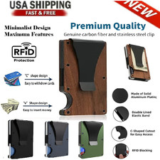 Mens RFID Blocking Slim Money Clip Wallet Car...