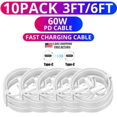 USB C to Type C Charger Cable 60W PD Quik Fast Charging Lead for Samsung Google