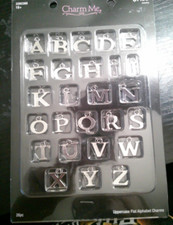 NEW 26 pc CHARM ME silver uppercase flat alphabet letter charms jewelry making