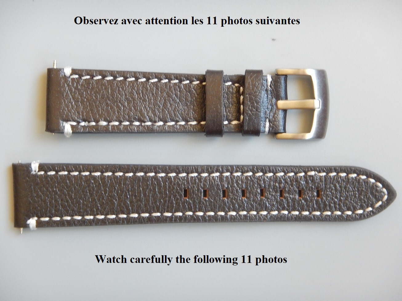 Bracelet cuir 19mm marron graine pour remplacer un bracelet montre use