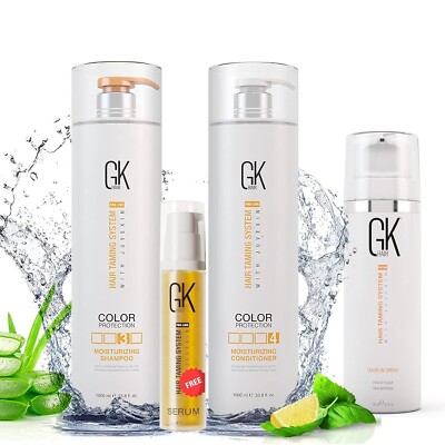 shampoo and conditioner 33.8 Fl with leave in cream 4.4 Fl free serum 0.34 fl