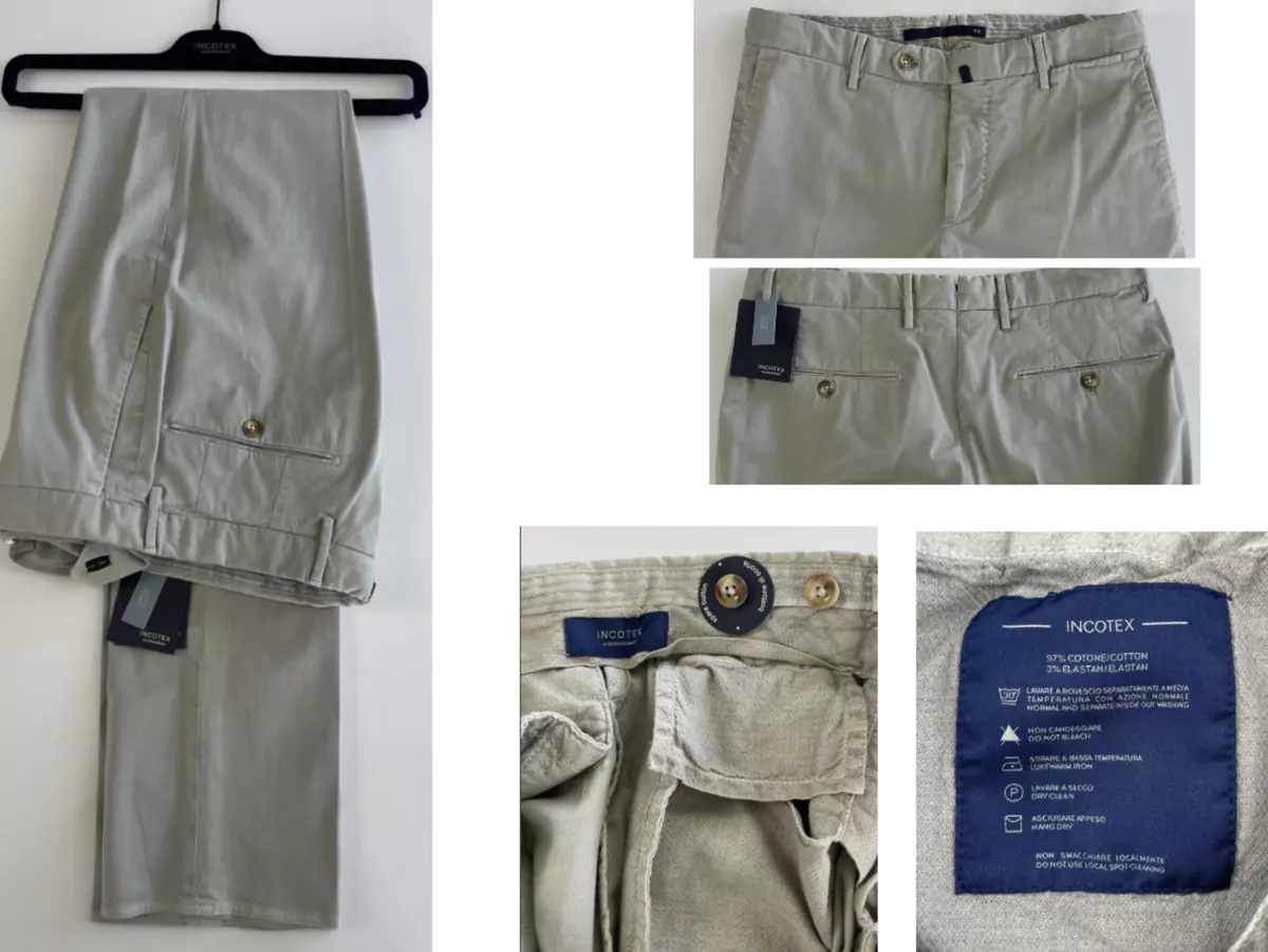 INCOTEX Italy High Comfort Stretch Cotton Slim Fit Trousers Chinos Pants 46