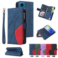 9 Case Zipper Leather Flip Wallet Case For Motorola Moto G85 G54 G13 E40 G60 G10