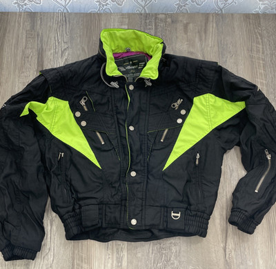 Ellesse Ski Jacket  Italy Green Pink Black Vintage Mens size 98 / 175 / Medium