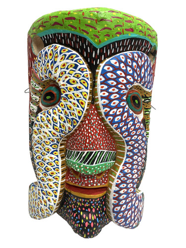 VTG Wooden Snake Man Animal Mask Mexican Folk Art Hand Carved Hand Painted