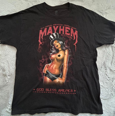 Mayhem Festival God Bless AMERCIA 2 sided black fan shirt All sizes PA10683