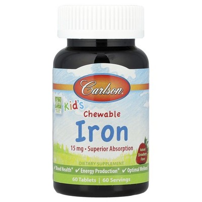 Kid's, Chewable Iron, Natural Strawberry, 15 mg, 60 Tablets