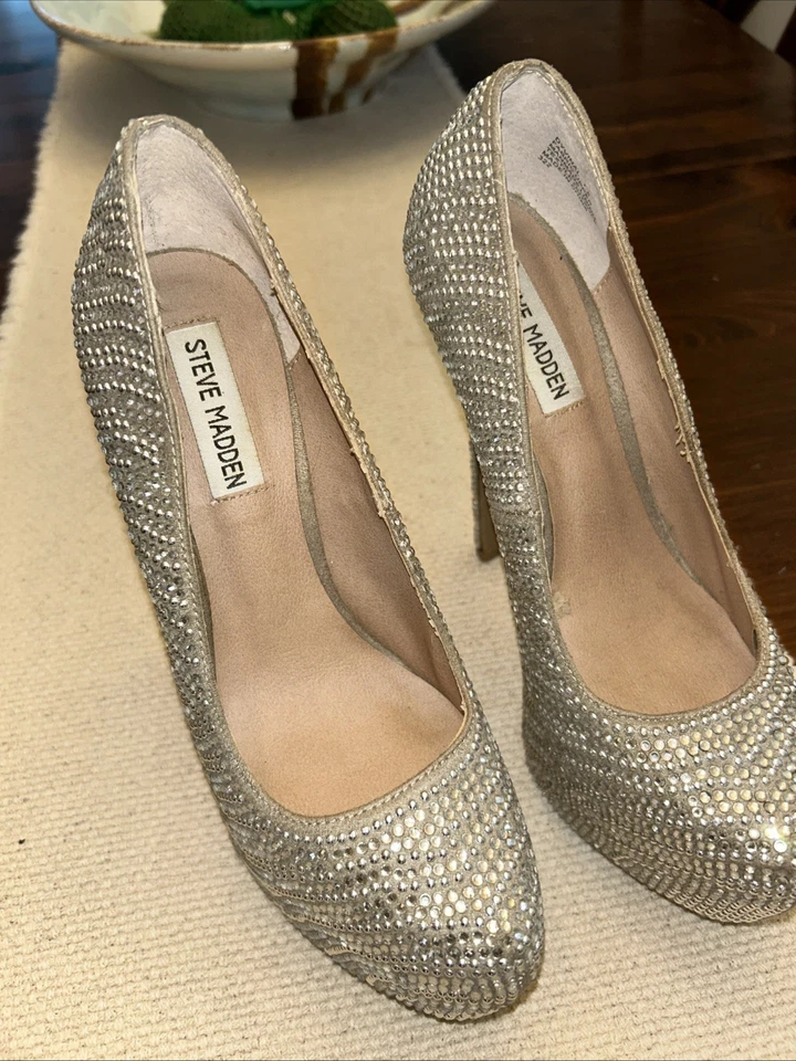 Steven Madden Women Shoes Size 7.5 Heels Stilleto Dyvinal Rhinestone Platform - Image 3 of 4