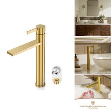 Phiestina 1 Hole Tall Bathroom Vessel Sink Faucet Brushed Gold Single Hole