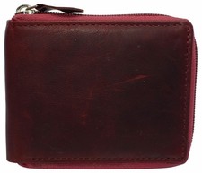 Cartera con cremallera de cuero RFID para hombre Cartera con cremallera alrededor Cartera plegable Portatarjetas múltiple Carteras
