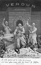 FRANCE, WORLD WAR ONE MILITARY ART PROPAGANDA, VERDUN, SOLDIERS, dated 1916