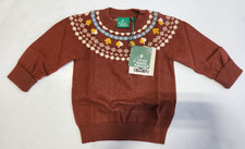 Little Green Radicals Autumn Leaves Fairisle Knitted Sweater Organic Cotton NWT