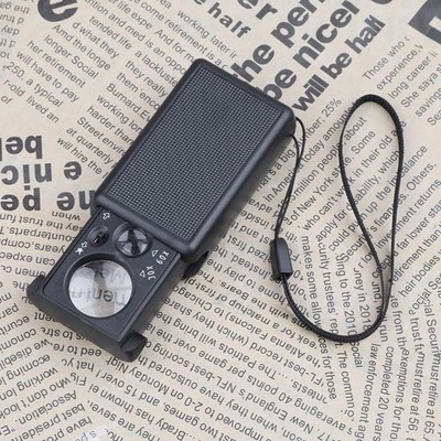 30x 60x Multifunctional Magnifier LED Portable Magnifying Jeweler Microscope