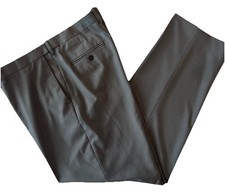 Haggar Premium Comfort Classic Fit Gray Polyester Flat Front Dress Pants 38x32 