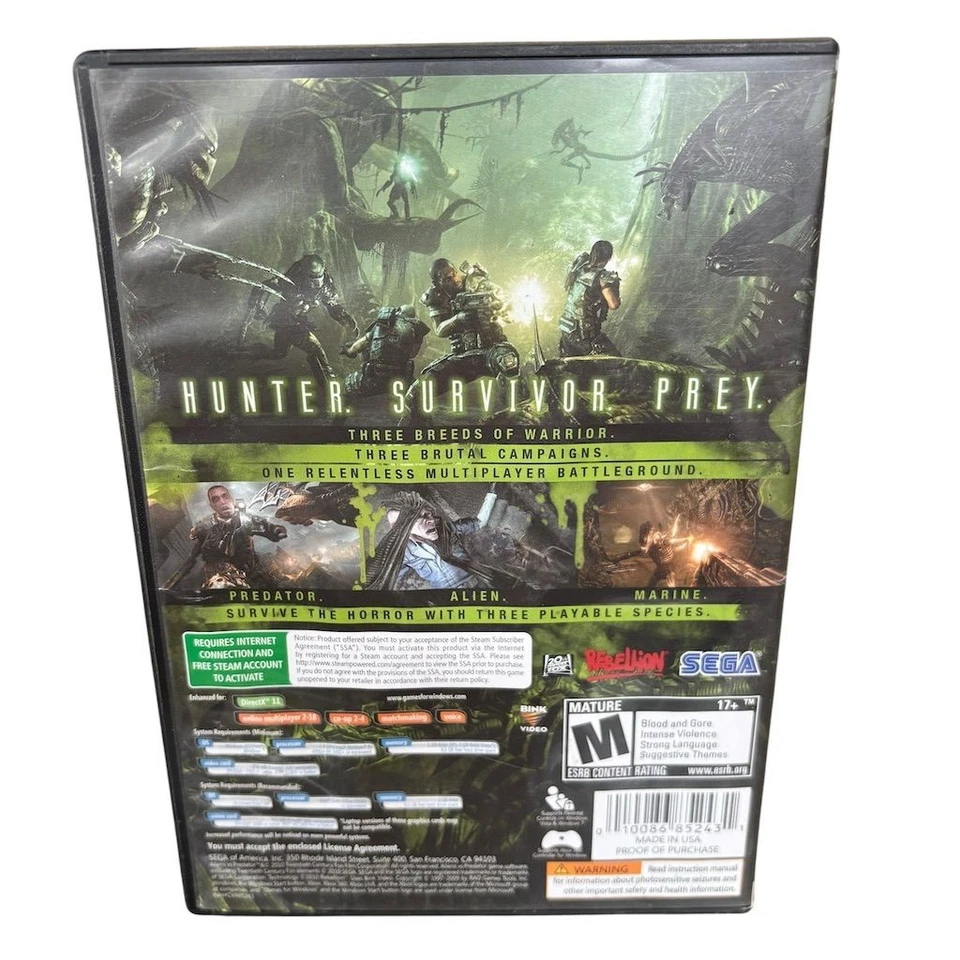 Aliens vs Predator PC DVD 2010 First-Person Shooter Game SEGA - Image 2 of 2