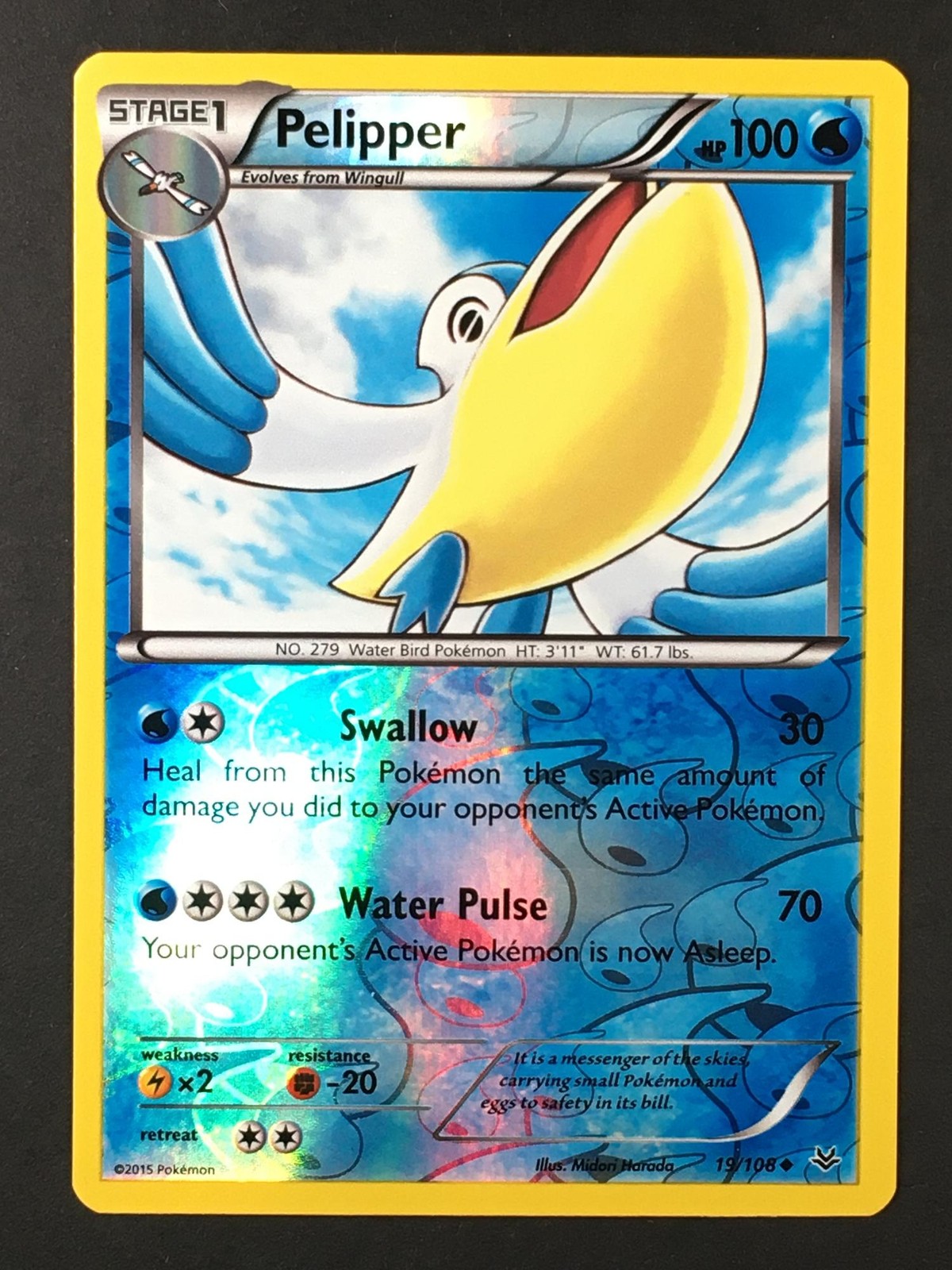 Pokemon TCG Pelipper 19/108 Roaring Skies Reverse Holo Uncommon NM/M