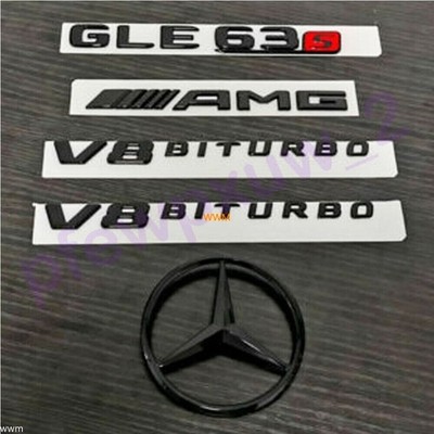 GLE63S AMG V8 BITURBO Abzeichen Schwarz Aufkleber W166 Für MB Decal'