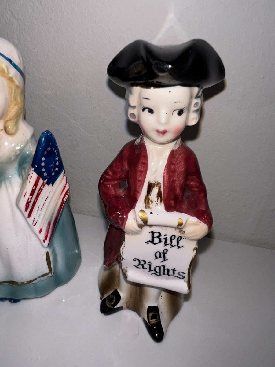 Vintage Salt & Pepper Shaker Set ~ Bill of Rights & Betsy Ross