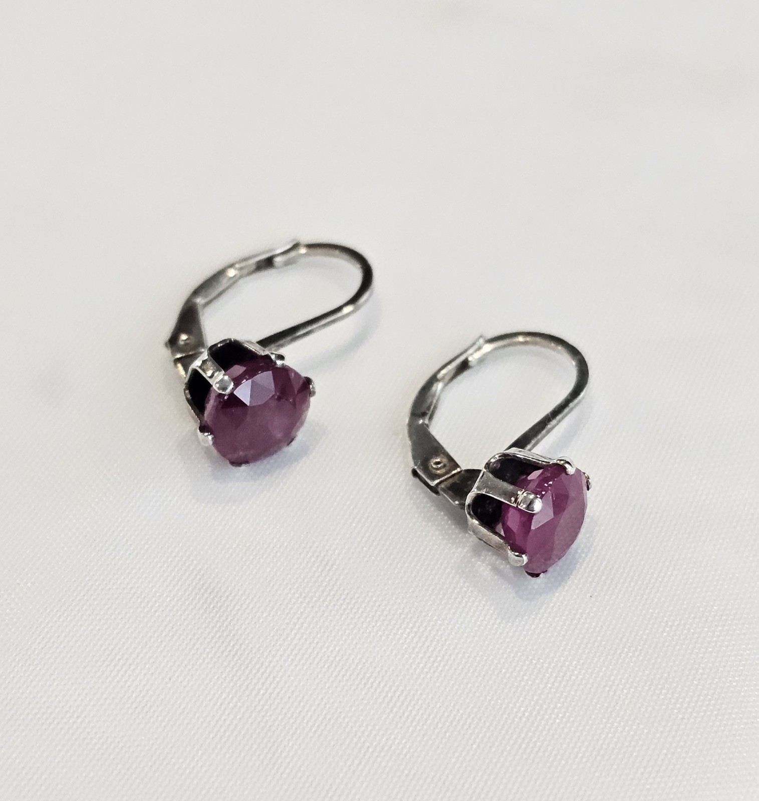 925 Ruby Leverback Earrings (E376) - image 2