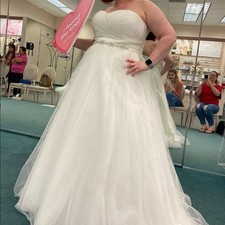 David's Bridal NWT Strapless Wedding Dress Ivory Ballgown Style Plus 18W 9WG3802