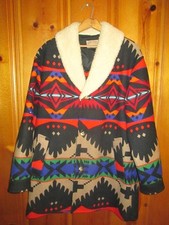 EUC PENDLETON Vtg 1980s aztec native SouthWest Jacket Coat Long sherpa Sz 40 USA