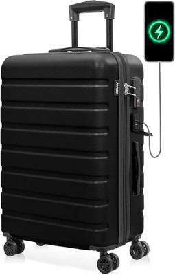 Suitcase Hardside PC ABS Lightweight USB Luggage with Wheels TSA Lock Checked-Me