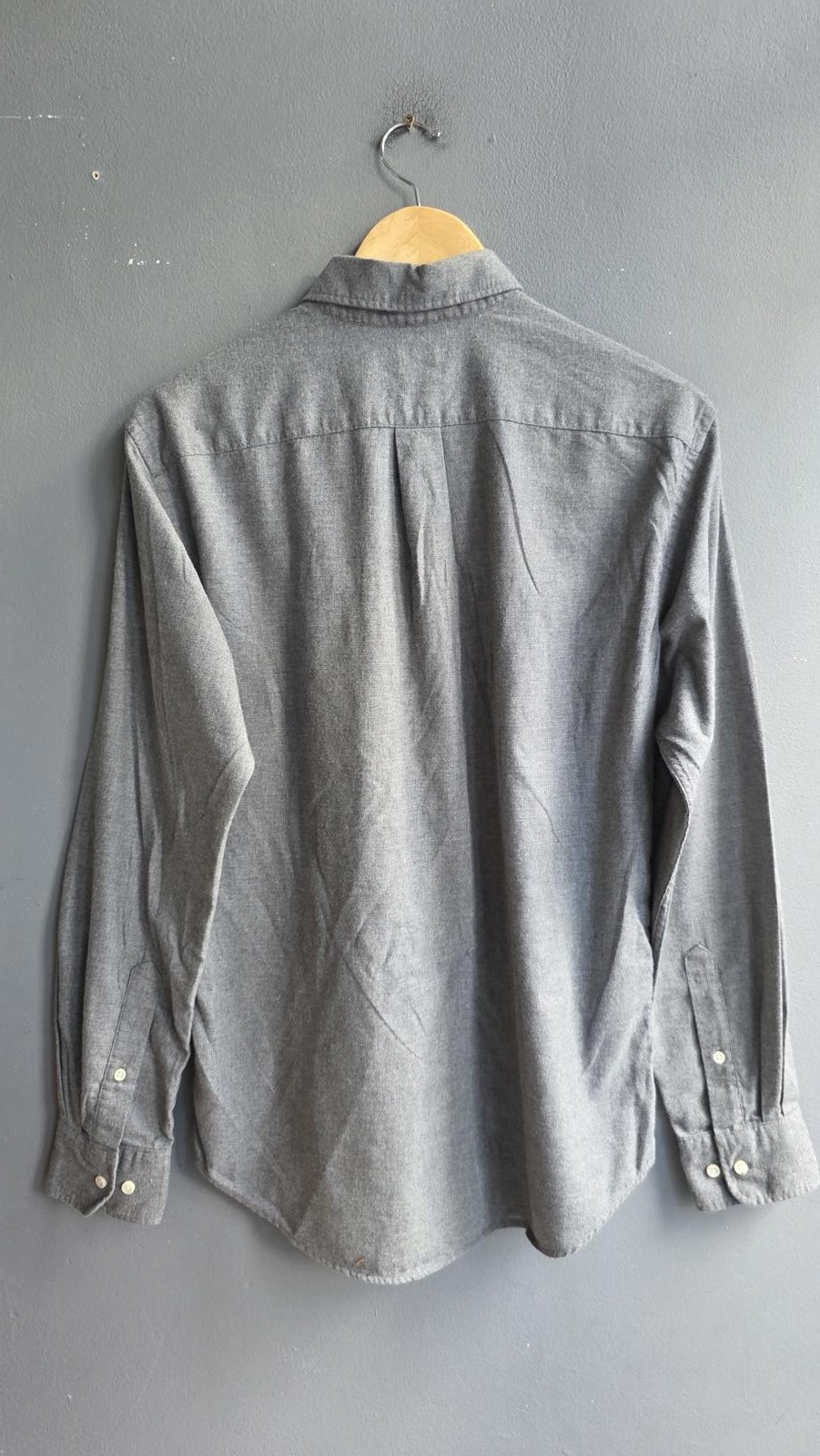 Uniqlo Grey Oxford Shirt Size S Cotton Button Down Long Sleeve Casual Shirt 16" image 9