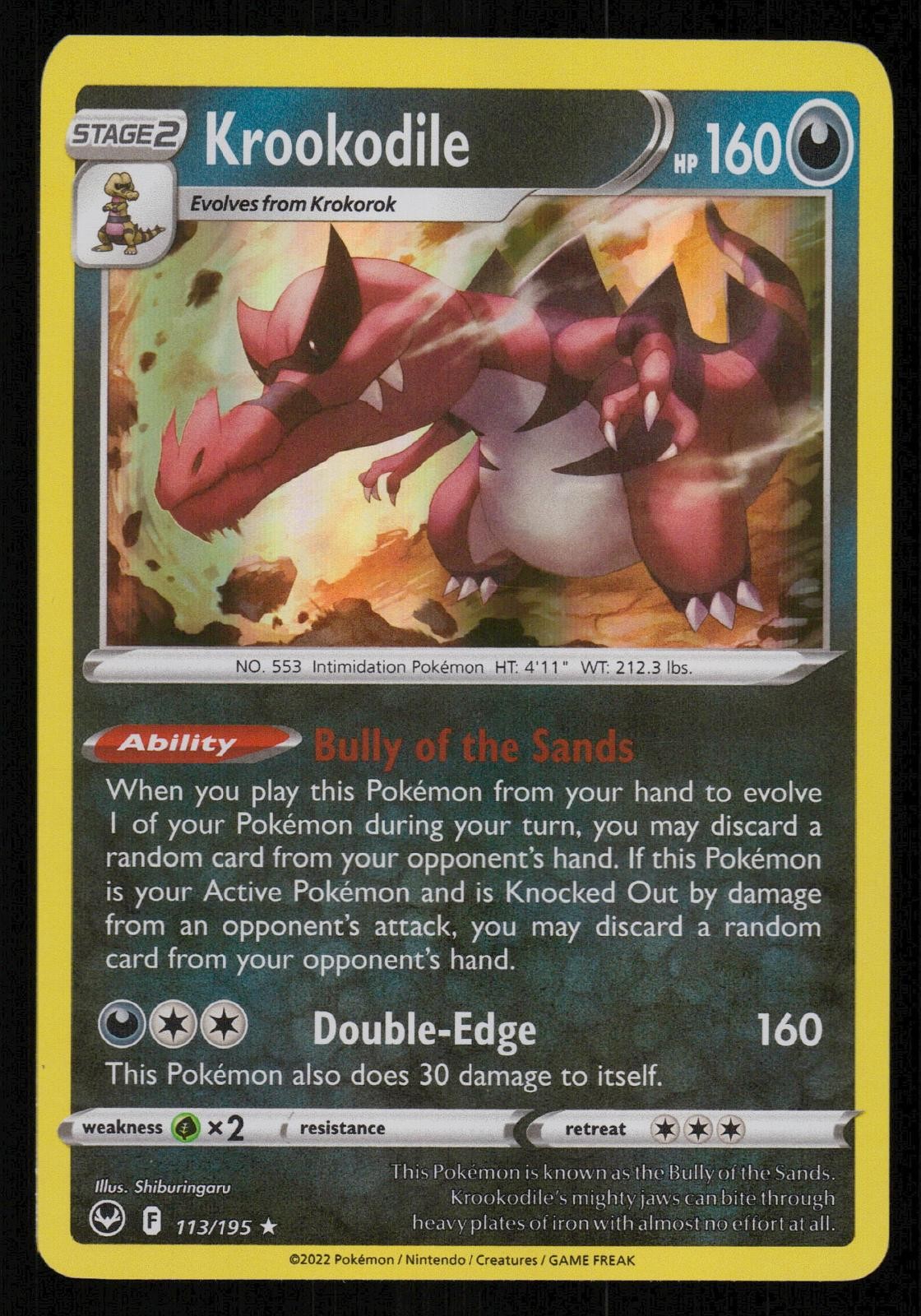 Krookodile 113/195 Holo Rare Silver Tempest Pokemon Near Mint
