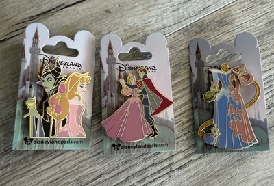 Disneyland Paris Sleeping Beauty Aurora Maleficent Dress Prince Dancing 3 Pins