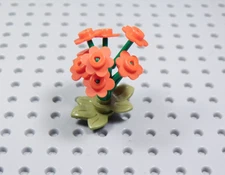 LEGO Red Flower Plant w/ Olive Green Leaves Plants Minifig Green Stems AI