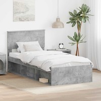 Bettrahmen Mit Kopfteil Beton Grau 75 X 190 Cm Holzwerkstoff