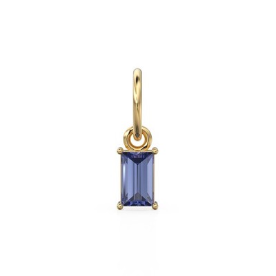 Kleiner Baguette Tansanit Charm Anhänger 14k 18k massiv Gold 6x3mm Dezember Stein