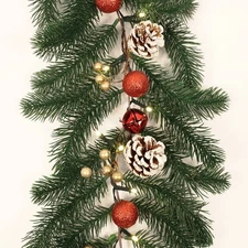 6FT Christmas Garland with Lights, 8 Lighting Modes, Xmas Garland with Lights...