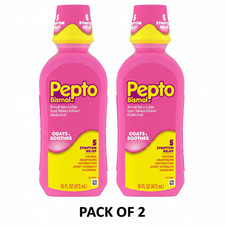 Pepto Bismol Liquid Fast Acting Upset Stomach Diarrhea Relief 16 Oz 2 Pack