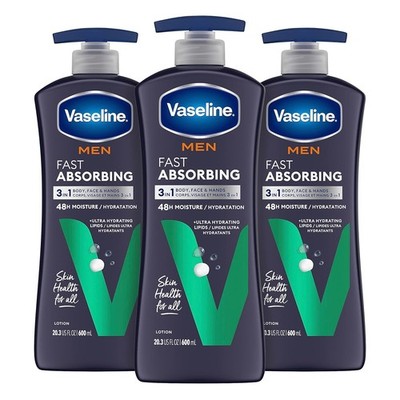 Vaseline Men s Healing Moisture Lotion 20.3oz Pack of 3 Fast Absorbing