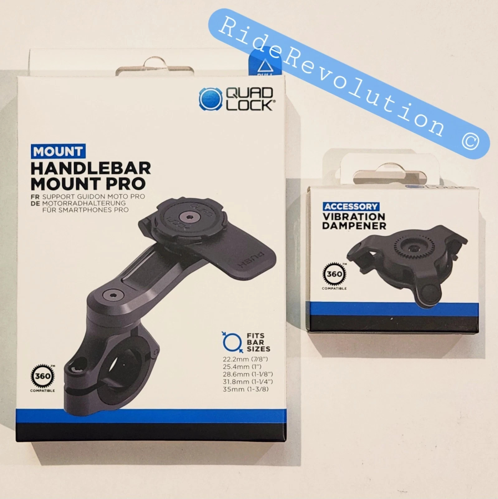 QUAD LOCK Motorcycle/Moto Handlebar Mount PRO + Vibration Dampener (NEW IN BOX)