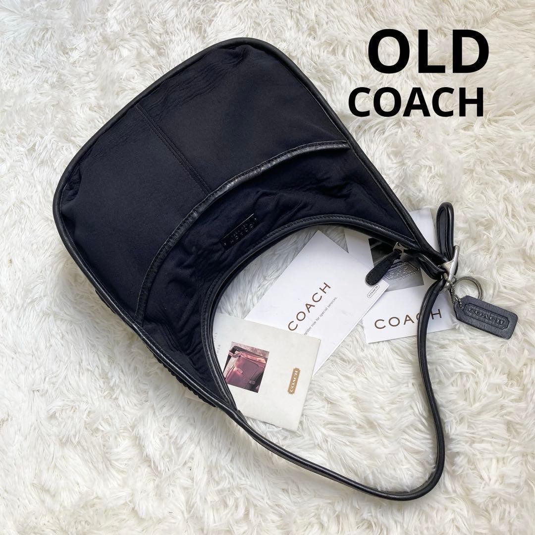 COACH Vintage Black Leather Shoulder Bag Unisex Tote Authentic Y2K Archive