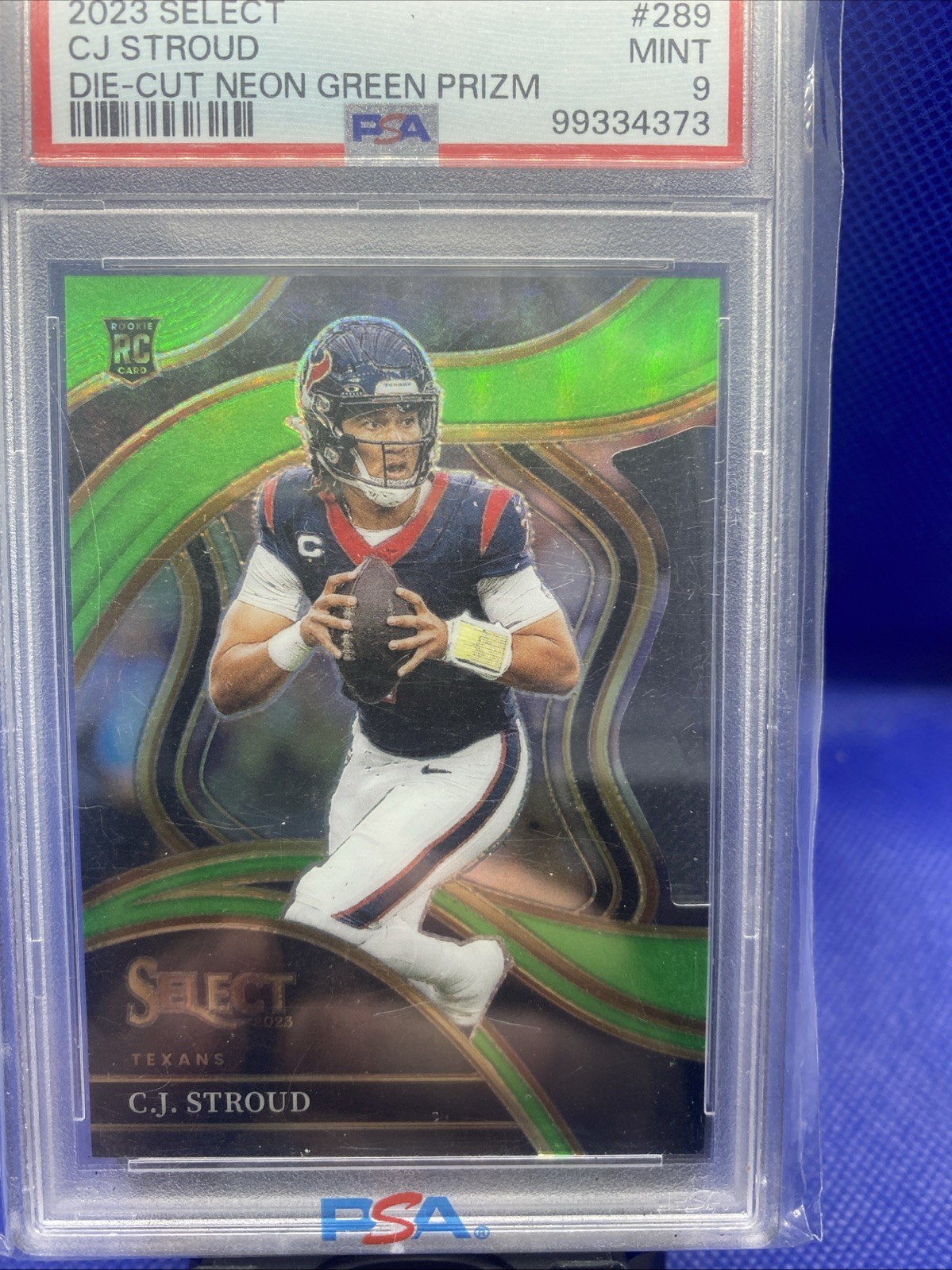 2023 SELECT DIE-CUT NEON GREEN PRIZM #289 CJ STROUD ROOKIE /499 PSA 9 Pop 44