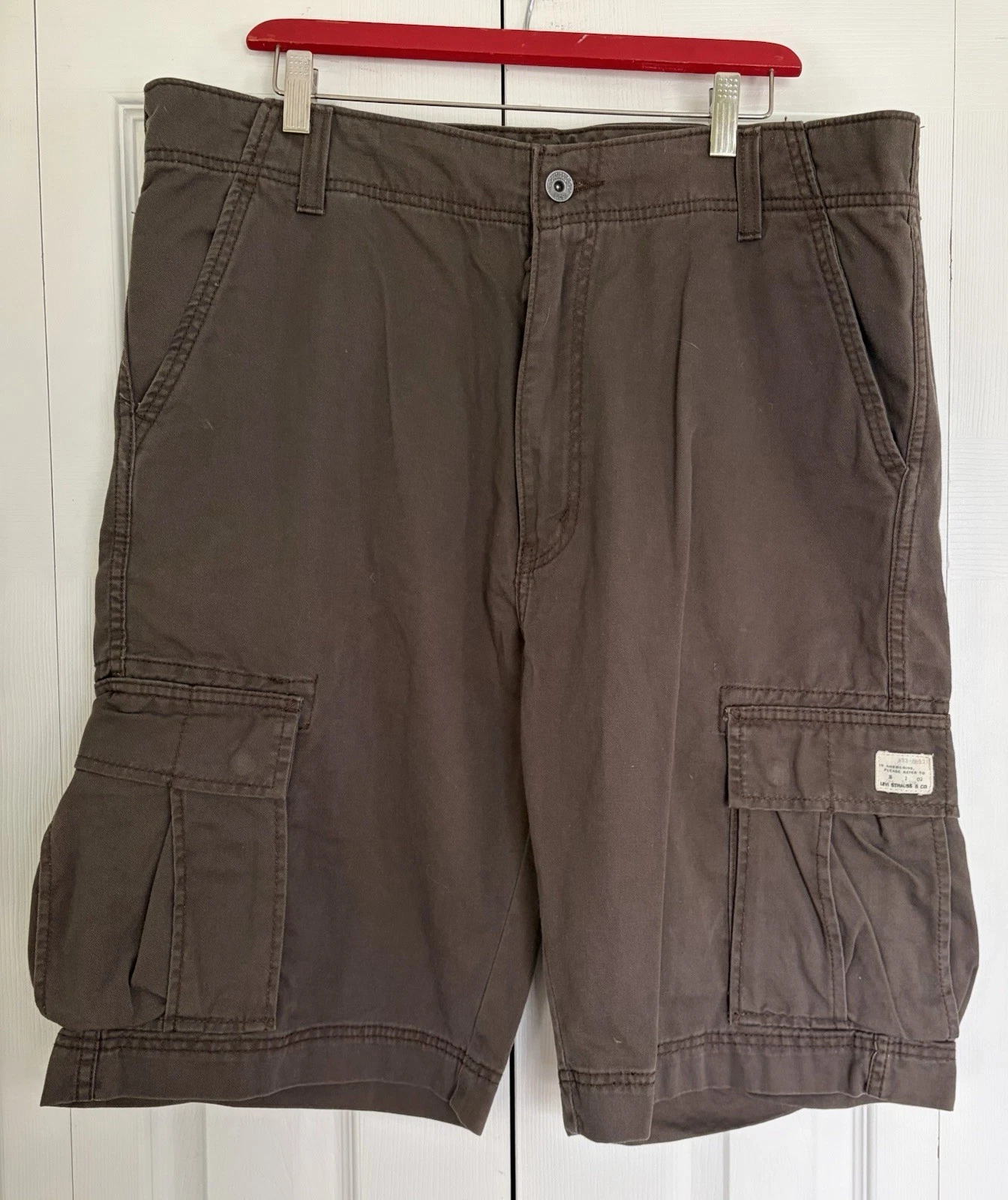 Levi Strauss Cargo Shorts 38 Taupe Vintage 100% Cotton Y2K Skater Grunge