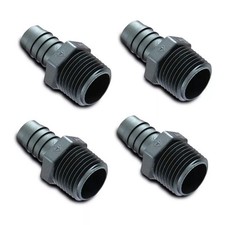 4 Pack 3/8" NPT x 3/8" Hose ID Black HDPE Adapter 62011