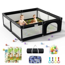 Extra Large 79" x 71" Baby Playpen with Mat, Baby Gate Play Yard, Portable To...